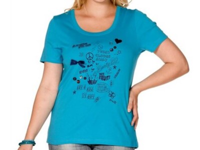 Early20 Shirt mit Frontprint und Applikationen Baumwolle azur blau Gr. 44/46