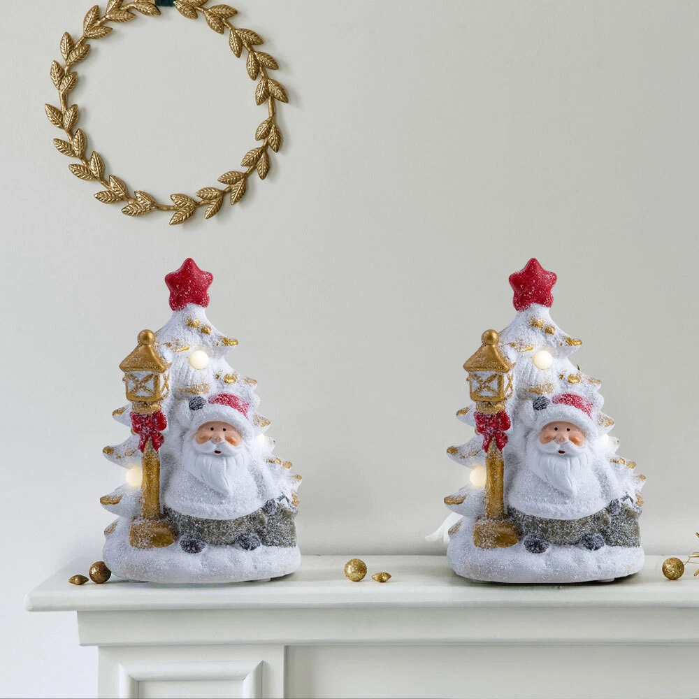 Statua Natalizia Gnomo Babbo Natale Alpine Con Luci LED Calde E Timer - 66 Cm - Per Interni/Esterni