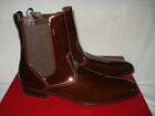 100% AUTHENTIC NEW MEN FERRAGAMO NEW PATENT BROWN GORE TUXEDO BOOT US 9 D — photo 3