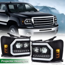 Fit For 2007-2013 Gmc Sierra 1500 2500hd 3500hd Led Drl Tube Projector Headlight