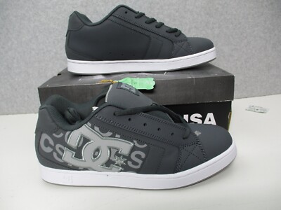 DC Net Heather Grey/White Low Gray Skate Sneaker Shoes Mens Sz 10.5