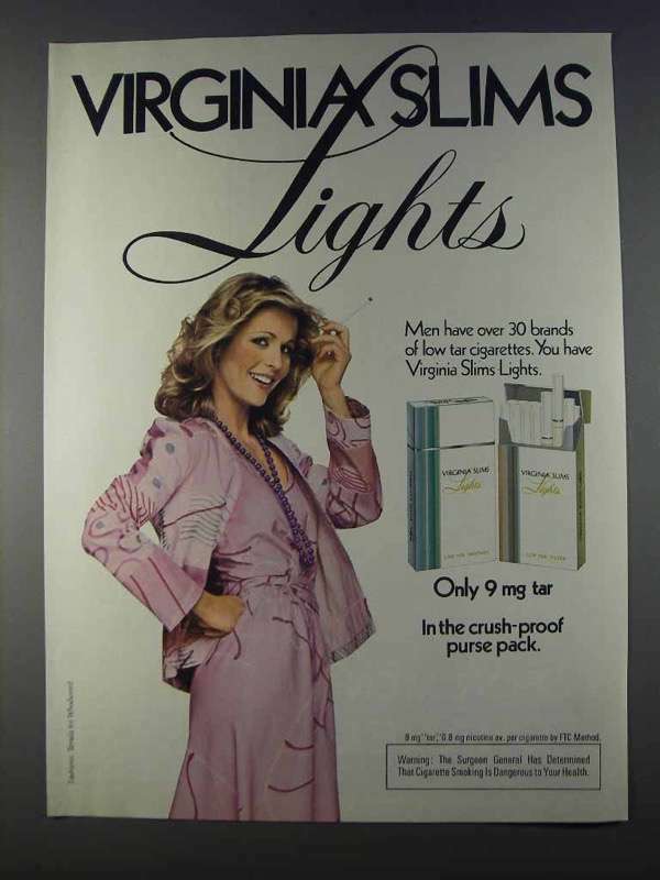 1980 Virginia Slims Lights Cigarettes Ad, Men 30 Brands