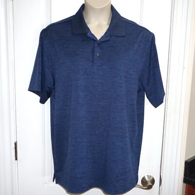 Walter Hagen Golf Polo Shirt Navy Blue Heathered Mens XL Loose Fit EUC JB 