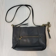 The Sak Leather Bag Shoulder Crossbody Black Purse Medium Brass Hardwear 