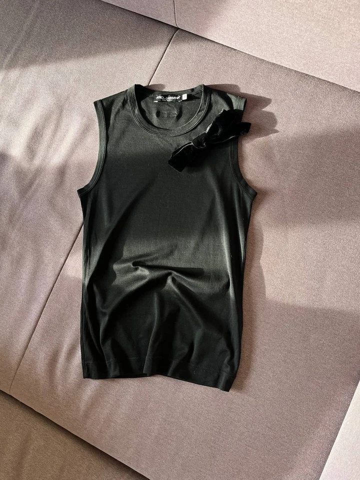 Camiseta sin mangas Dolce Gabbana con lazo de terciopelo para mujer Y2K talla S Foto 3 de 4