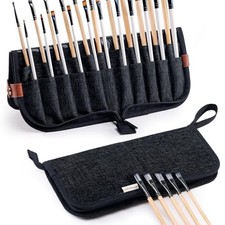 Paint Brush Holder Case for Artists with 22 Slots, Brush Medium 6 11" Black