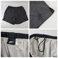 RARE VINTAGE NIKE BLACK ON BLACK NYLON SWIMMING RUNNING SOCCER SHORTS SIZE LARGE