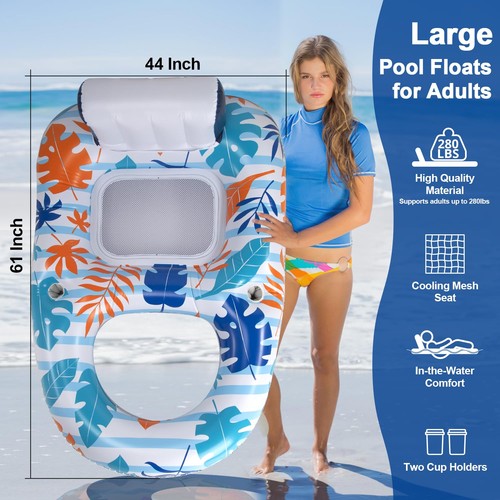 2 Pack Inflatable Pool Floats Lounger Adult - Water Swimming Pool Float Loung... - Bild 5 von 6