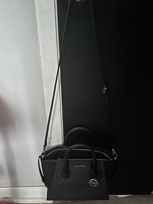 Michael Kors Logo Satchel Top Handle Bag w/ Detachable Strap Black/Gray