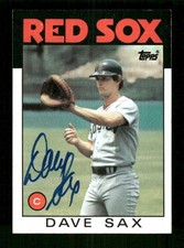 1986 Topps 307 Dave Sax signed auto autograph  red sox crisp blue sig ASC BXCP58