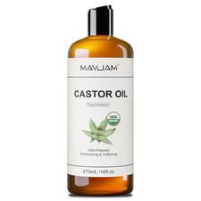 Organic Castor Oil 16 Oz, 100 Pure Cold Pressed Castor Oils for Hair Growth, Ey