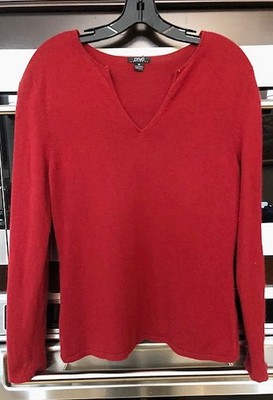 PRIVE  100% Cashmere Red Sweater Fitted  Very Soft Luxury  M