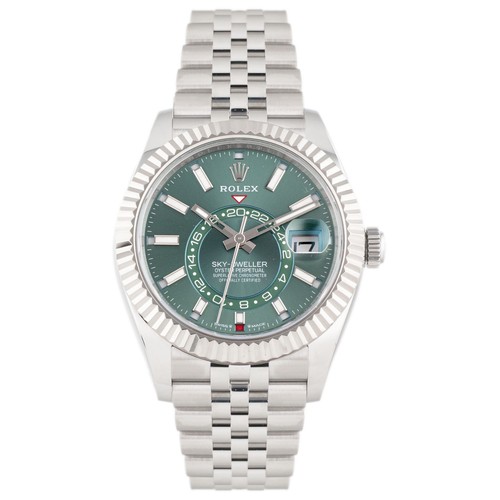 Rolex Sky-Dweller Stainless Steel Green Dial Jubilee 42mm 336934 Full Set