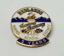 Redlands Unified School District 5 Year Service Award Lapel Pin (P73)