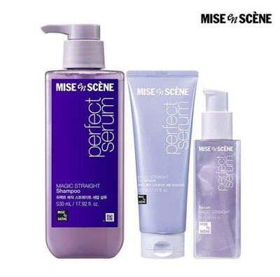 Mise En Scene Magic Straight 3-Step Set: Shampoo + Treatment + Serum Anti-Frizz