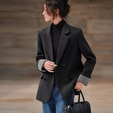 Blazer Cappotto Nero Donna Doppiopetto Per Ufficio Look Professionali CF51606