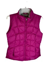 Eddie Bauer Womens Down Filled Puffer Vest Size S High Neck Hiking Talon Zipper