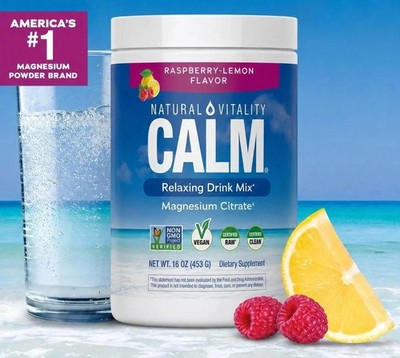 Natural Vitality Calm Magnesium 16oz Powder | Raspberry Lemon Flavored Suppleme