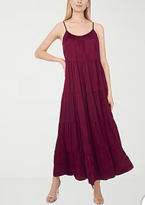 Sam & Jess Deep Mulberry Spaghetti Strap Satin Maxi Dress Large #779