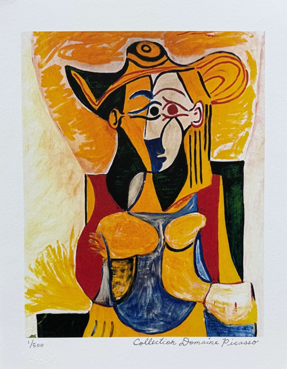 Pablo Picasso SEATED WOMAN YELLOW HAT Estate Signed Numbered
