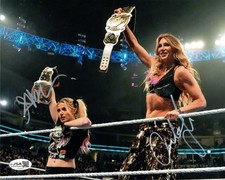 Charlotte Flair & Alexa Bliss Signed 8x10 Photo Women's Tag Team Champs JSA #2