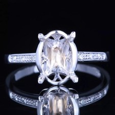 10x7mm Oval Semi Mount Engagement Ring 925 Sterling Silver Solitaire Women Ring