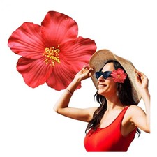 Red Hawaiian Flower Hair Clip, Beach Party Wedding Bridal Hair Accessory for ...