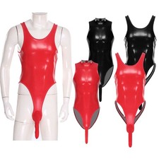 Men Unitard Crotch Bodysuit Dating Night Jumpsuit Spandex Rompers Butt Footed