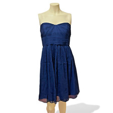 J CREW Marbella Strapless Silk Chiffon Dress Size 6 Navy Formal Bridesmaid HOCO