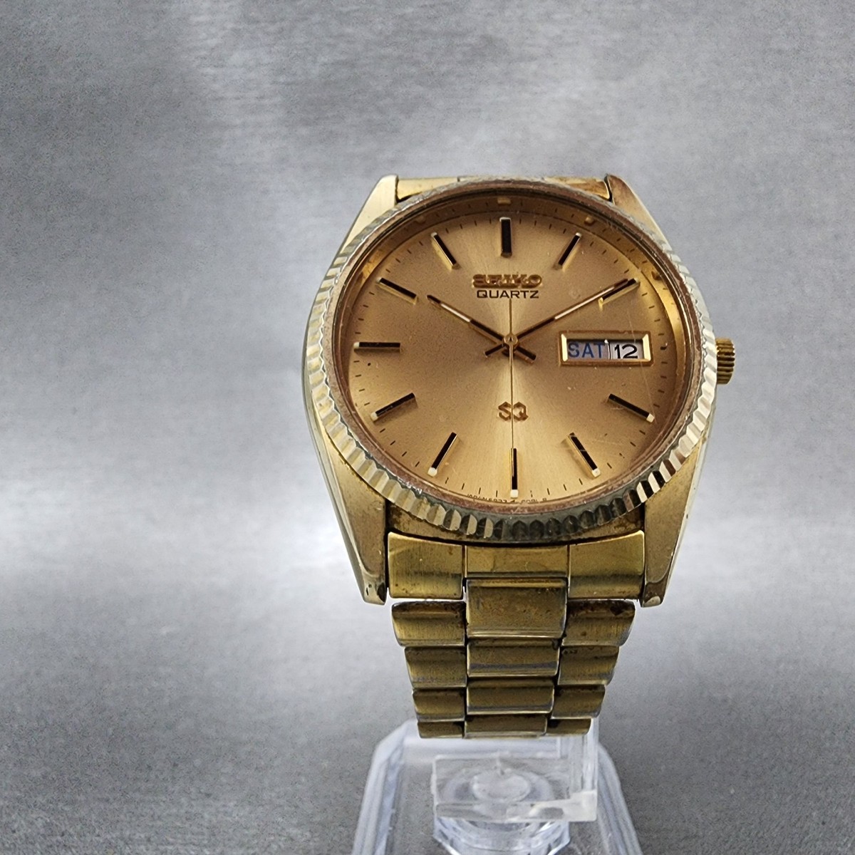 Seiko SQ President Watch Men\'s Gold Dial Gold Tone Day Date Round 6923-809LR 1990 Seiko SQ Gilt Dial Day-Date  main image 2