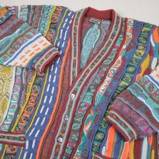 Vintage Coogi Cardigan Sweater Mens XL Multicolor 3D Knit Wool 90s Australia