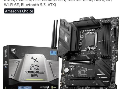 MSI Mag B760 Tomahawk WiFi Gaming Motherboard, LGA 1700, DDR5, ATX