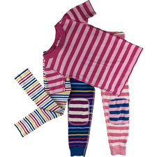 Hanna Andersson Girls Sz 4 Stripe Pajama Mix Lot Pants Shirt Pink 100 Cotton