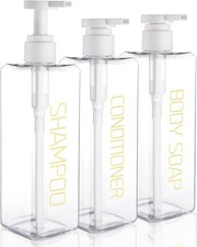 Shampoo  Conditioner Dispenser Shower Soap Bottles 3 Pack 550ml/18.6oz