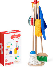 Wooden Kids Cleaning Set for Toddlers,8 Pieces Montessori Cleaning Toys with Kid