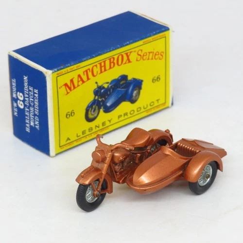 Matchbox - 66 Harley Davidson Motorcycle & Sidecar - Regular Wheels Boxed Lesney