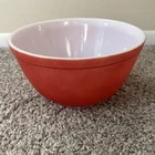 Vintage Pyrex 402 Red Mixing Bowl Nesting Primary 1.5 Qt Dull Dwd Workhorse