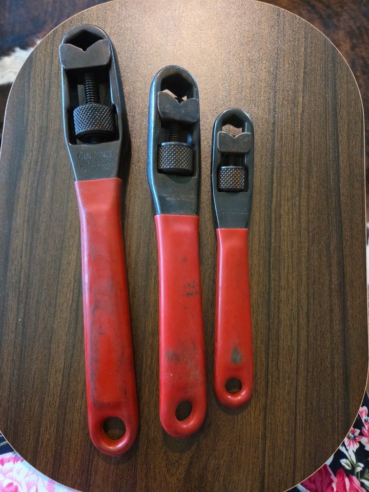 A full vintage Craftsman adjustable pocket socket wrench set — old-school American-made Craftsman before the brand lost its soul, a satisfying find for tool collectors.