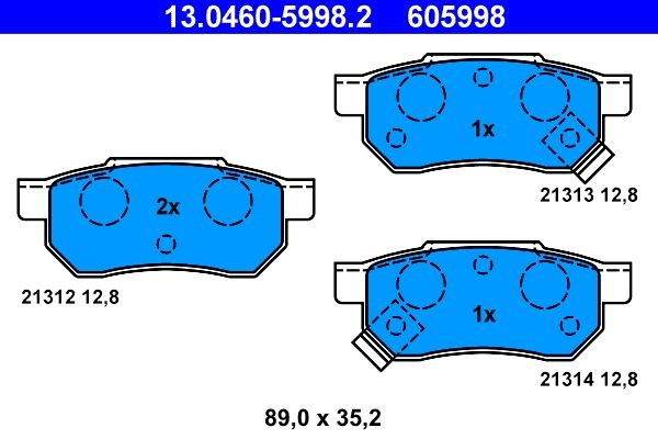 NEU - ATE 13.0460-5998.2 Bremsbelagsatz, Scheibenbremse FüR Honda MG Rover-image