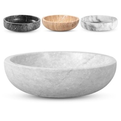 Travertine Decorative Bowl - Unique Organic Modern Centerpiece for Entryway