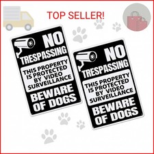 Loopeer 2 Pack Beware of Dog Signs - 12 x 8 Inch No Trespassing Warning Metal Ti