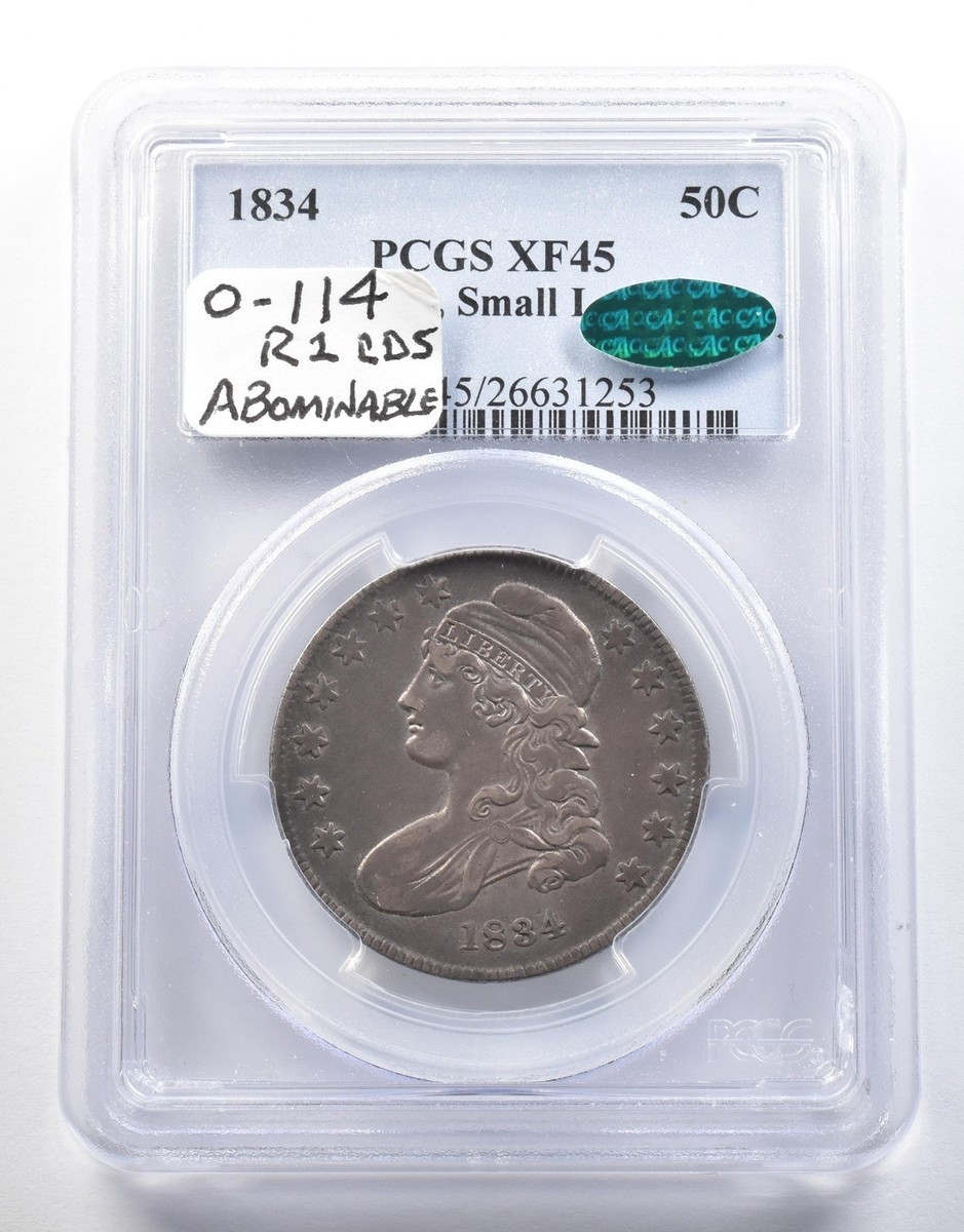 1834 Capped Bust Half Dollar Small Date Letters XF45 PCGS CAC O-114 R1  *4036 | eBay