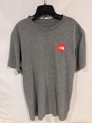 The North Face Men's Gray/Red Box Logo Graphic Tee Size M Short Sleeve Cotton