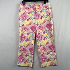 Vintage Lilly Pulitzer 90s Capri Crop Pants Womens 10 Monkey Coastal Preppy