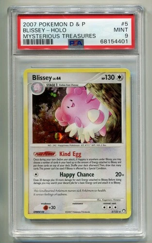 2007 POKEMON D & P MYSTERIOUS TREASURES BLISSEY LV.44 5/123 HOLO FOIL PSA 9 B P1