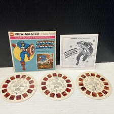 1977 Marvel Captain America GAF View Master 3 Reel Set Book 3D Packet H43
