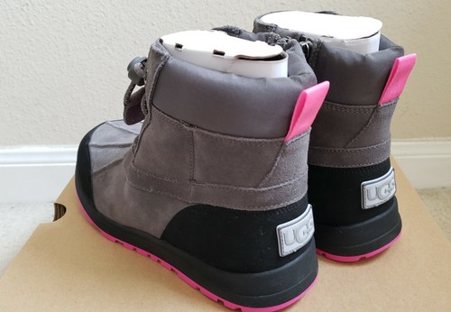 NEW UGG KIDS TURLOCK WEATHER GREY WATERPROOF SUEDE ZIP BOOTS YOUTH SIZE 6 - Imagen 5 de 7