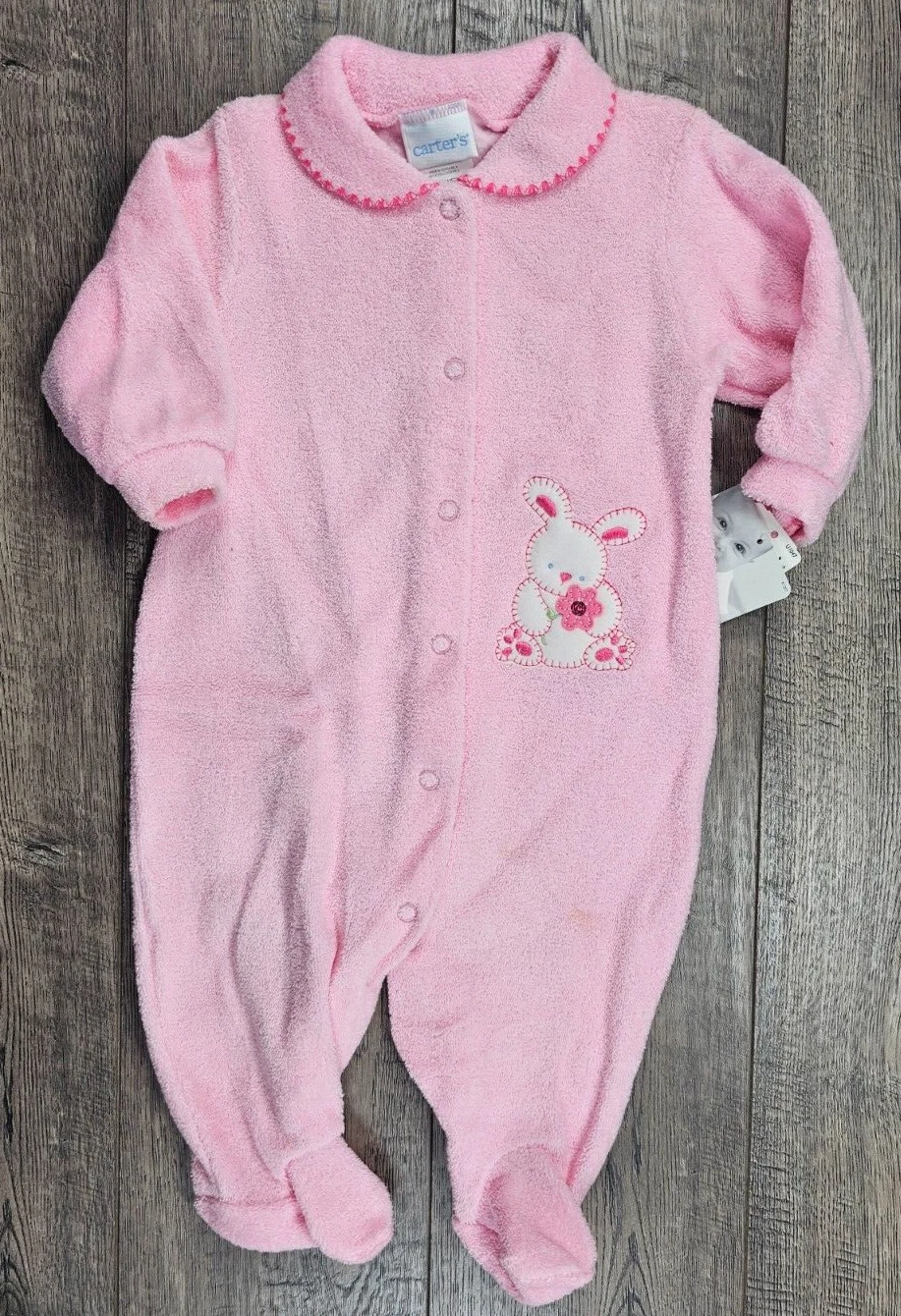 Baby Girl Clothes New Vintage Carter's 3-6 Month Terry Cloth Bunny Footed Outfit