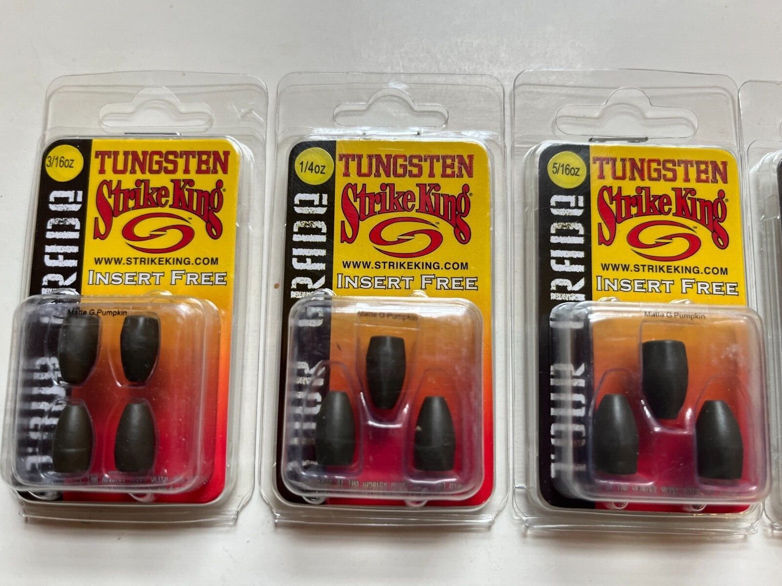 Strike King Tour Grade Tungsten Flipping Texas Rig weights 3/4 1/2 3/8 ...