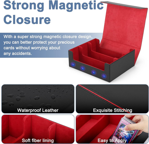 Premium Leather Card Deck Case for 1800+ Trading Cards with Magnetic Closure - Picture 4 of 12